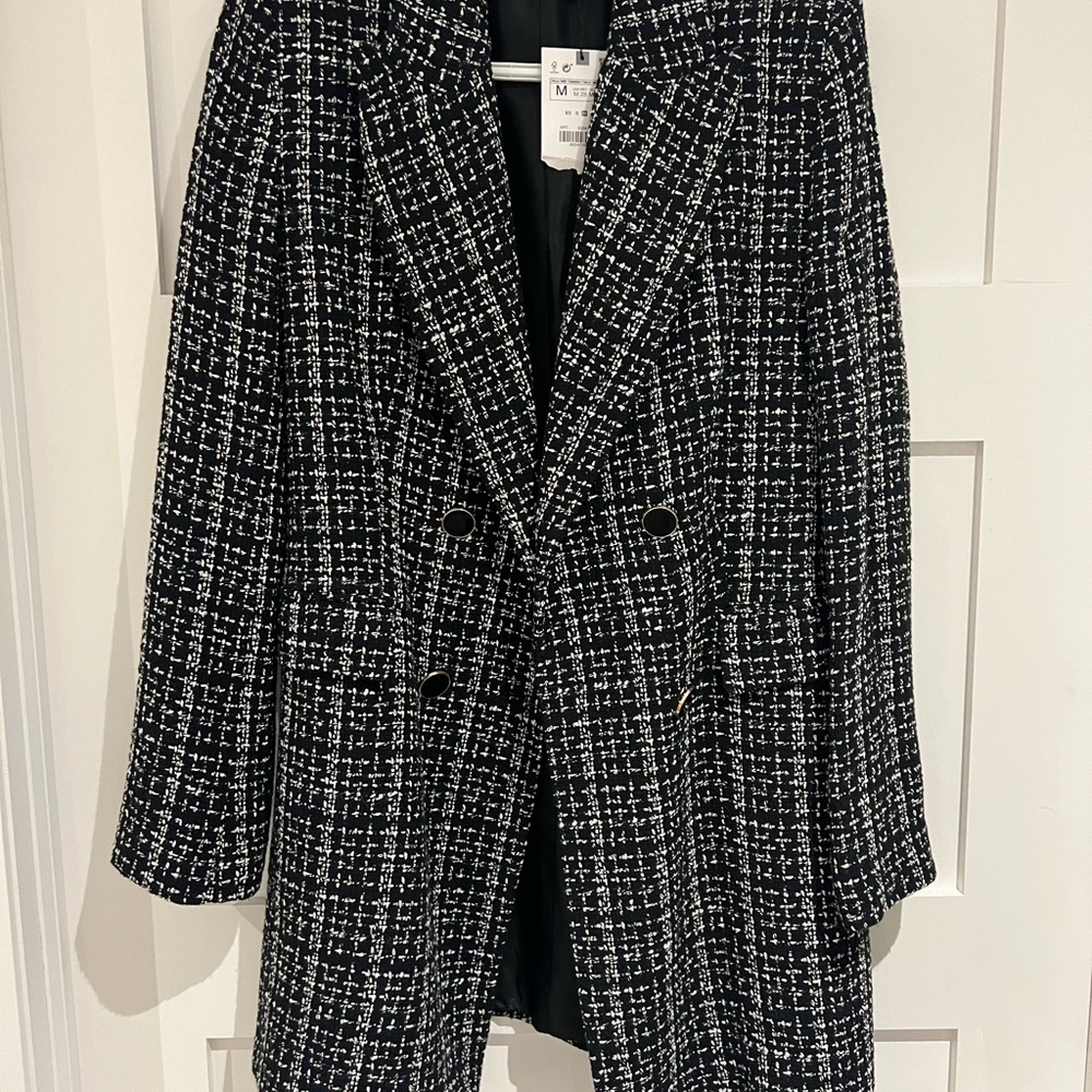 Zara Black and White Checkered Blazer